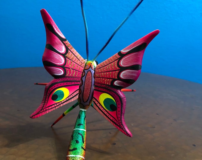 Alebrije Butterfly Handcrafted Wood Carving by Zeny Fuentes & Reyna Piña from Oaxaca, Mexico.
