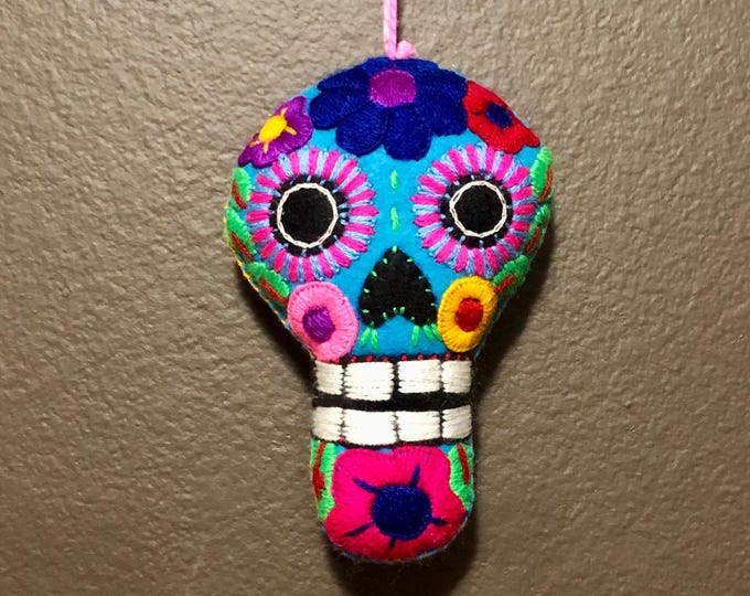 Hand Sewn Stuffed Calavera Plush Toy Hanging Ornament