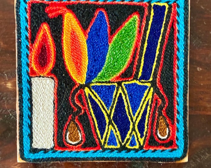 Huichol Yarn Art Nierika (4” x 4”) from Nayarit, Mexico