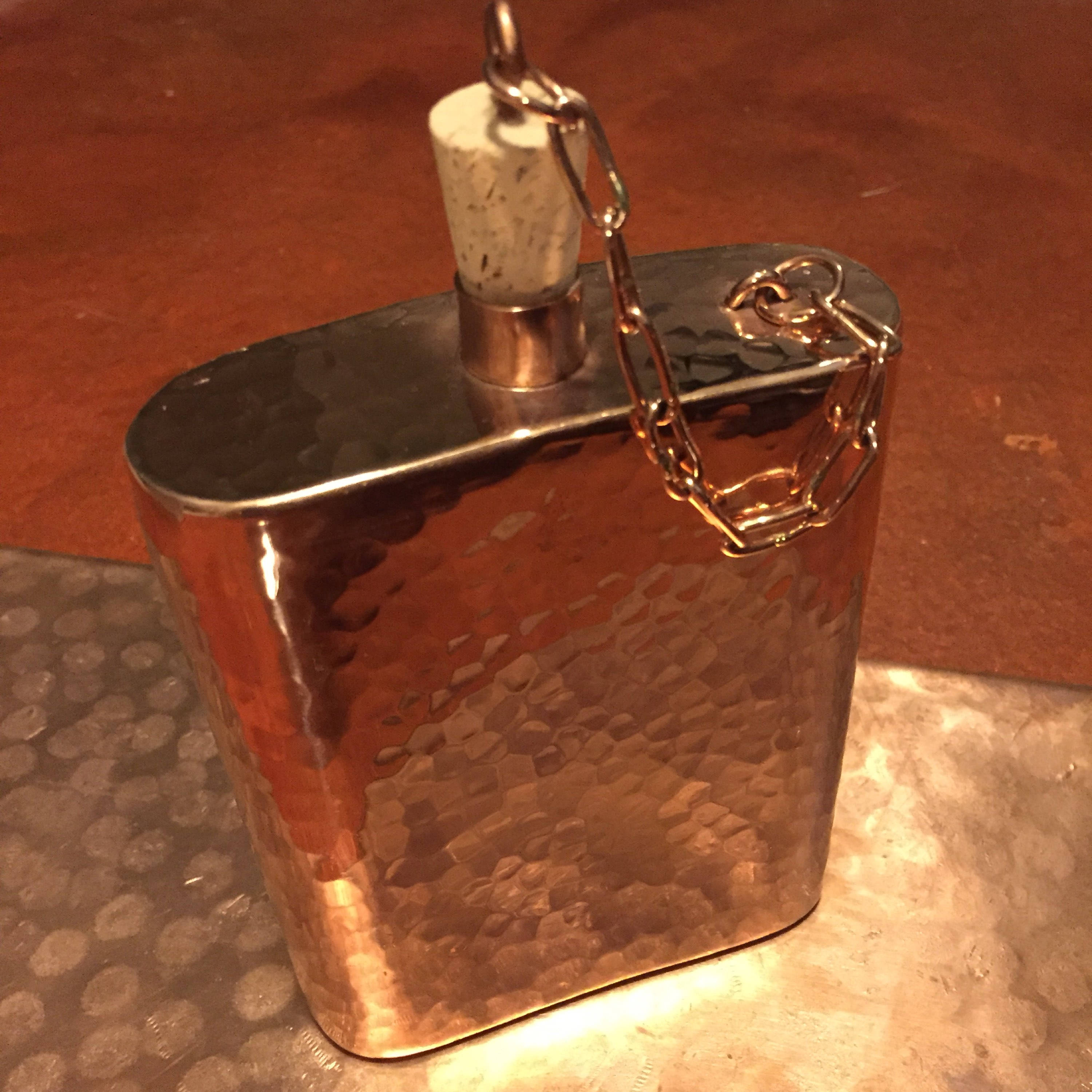 Handcrafted pure hammered copper 12oz flask