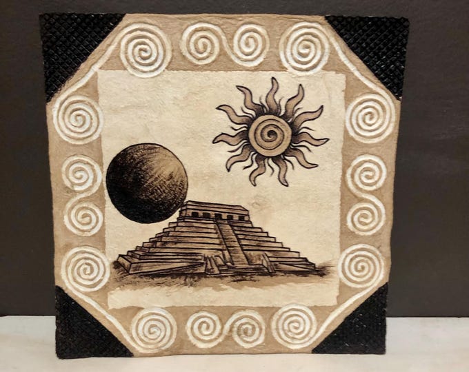 Handmade Amate Paper Wall Art from Mexico (11 3/4” x 11 3/4”)