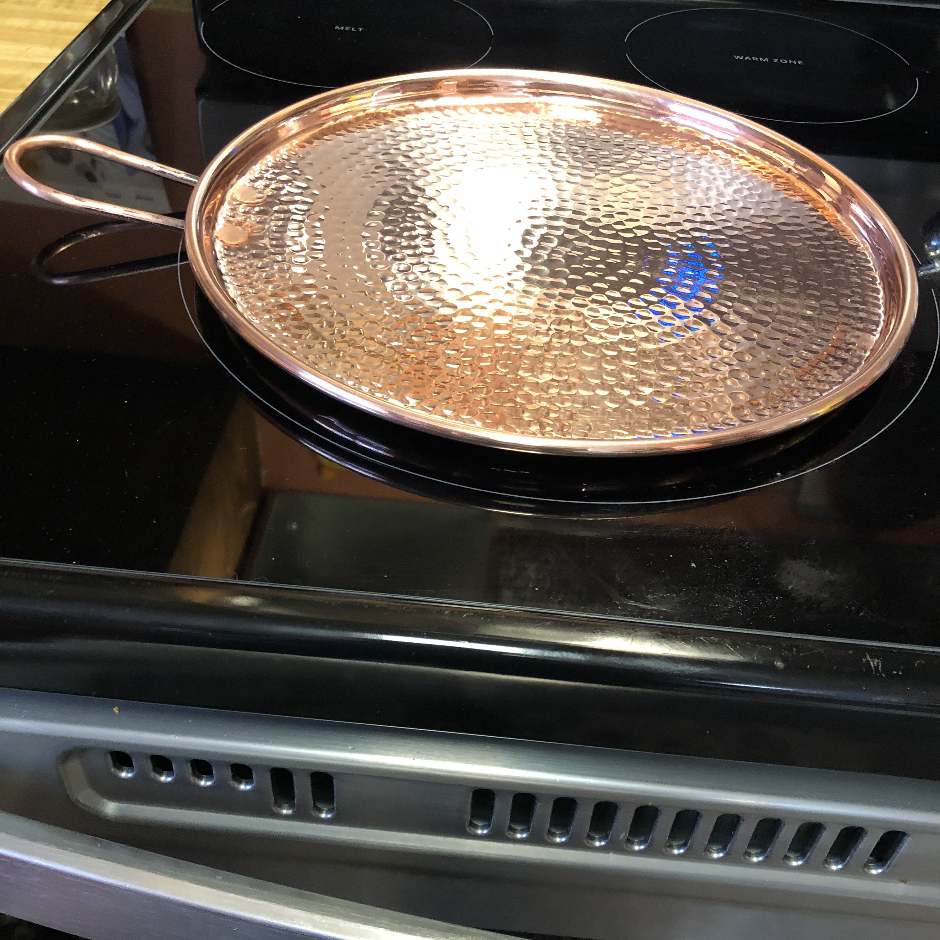 Handcrafted Hammered Copper 10” Round Comal Griddle Pan / Flat Grill