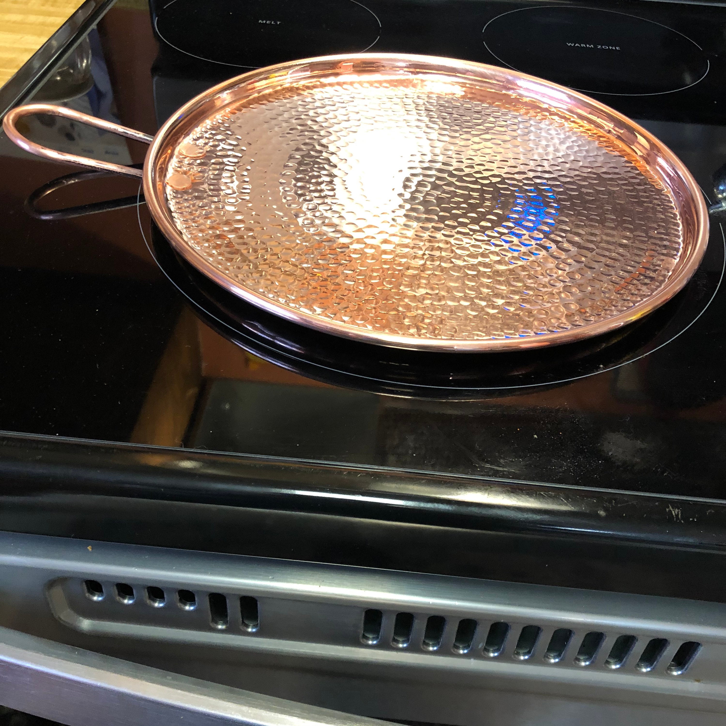 Handcrafted Hammered Copper 10” Round Comal Griddle Pan / Flat Grill