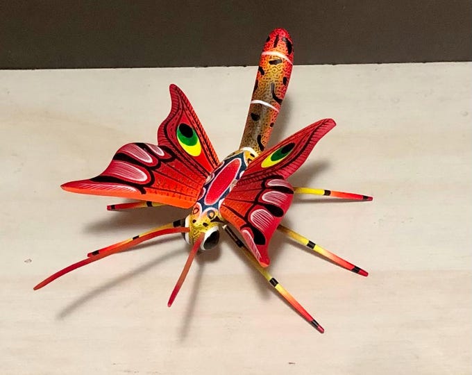 Alebrije Butterfly Handcrafted Wood Carving by Zeny Fuentes & Reyna Piña from Oaxaca, Mexico.