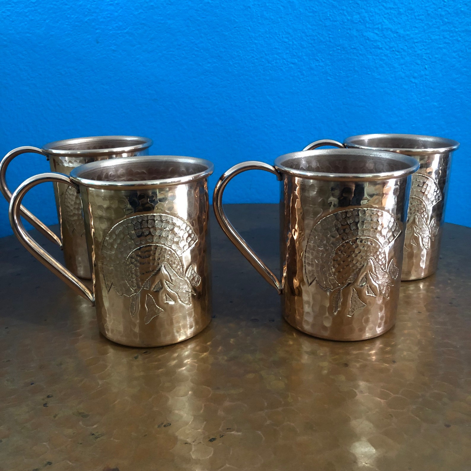 4pack of 16oz Moscow Mule Copper Mugs Hammered W/ Colorado Etsy