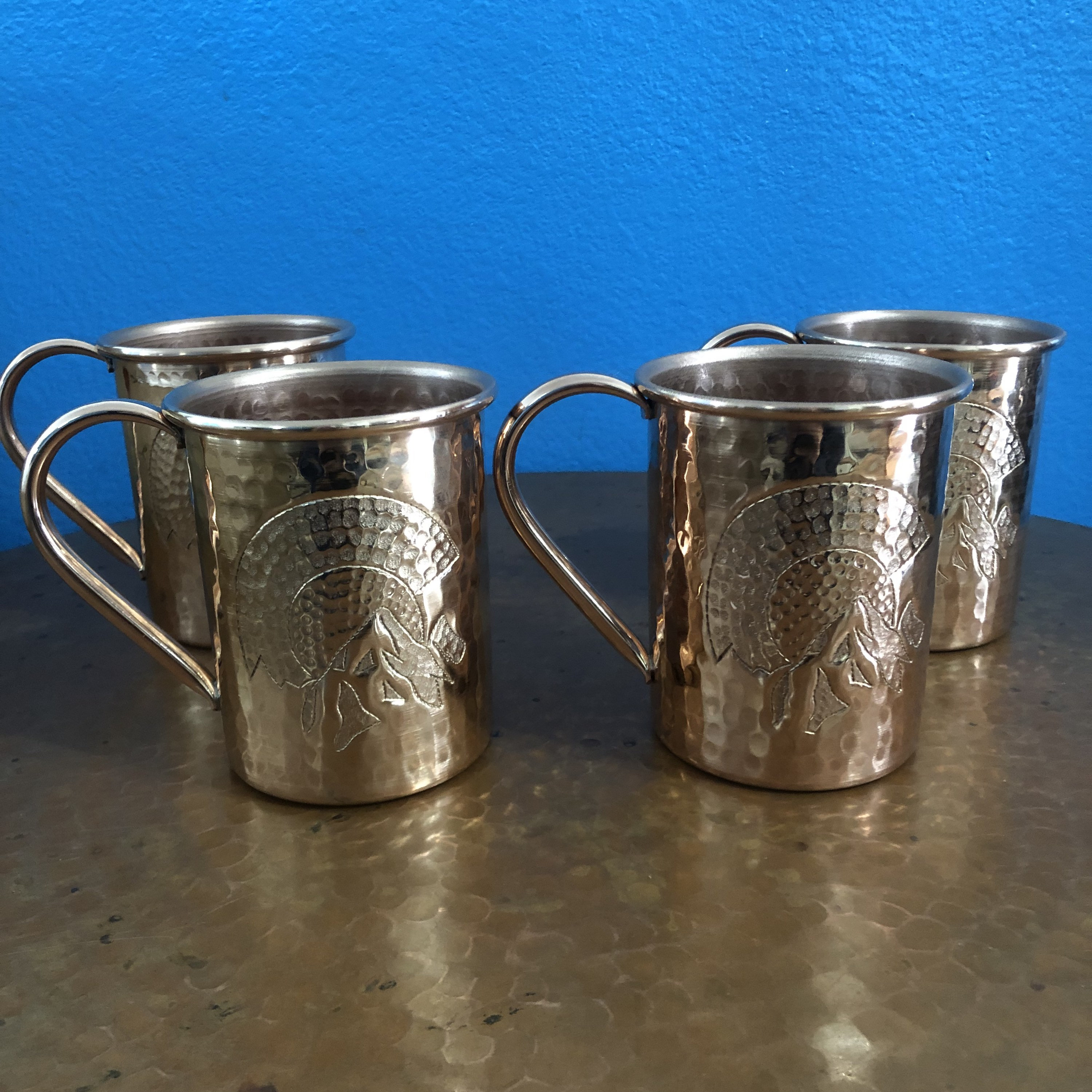 Lot de 4 tasses Moscow Mule en cuivre pur martelé de 473 ml, 4