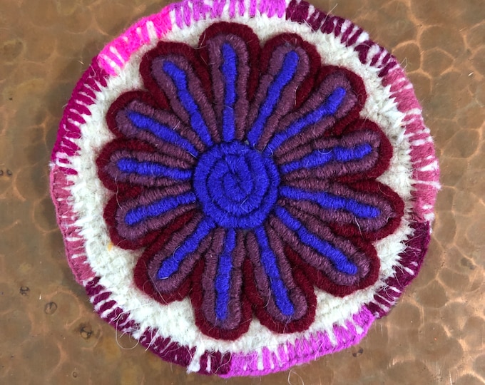 Hand Embroidered Drink Coaster from San Cristobal de las Casas, Chiapas, Mexico (4.5” diameter)