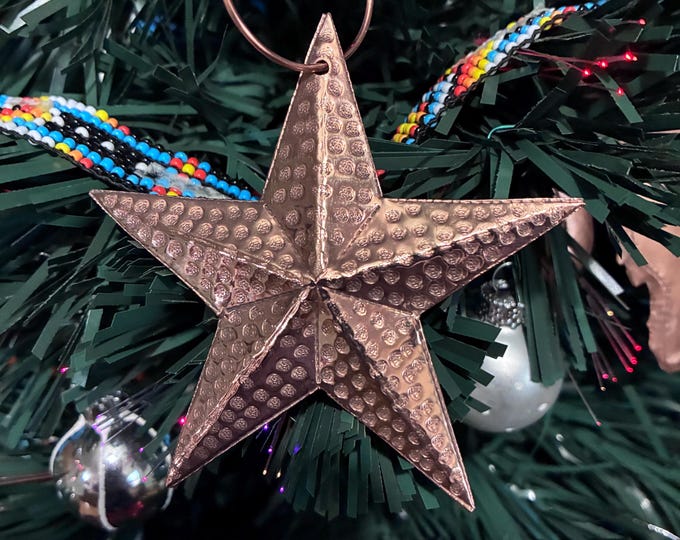 Handcrafted Pure Hammered Copper Star Christmas Tree Ornament