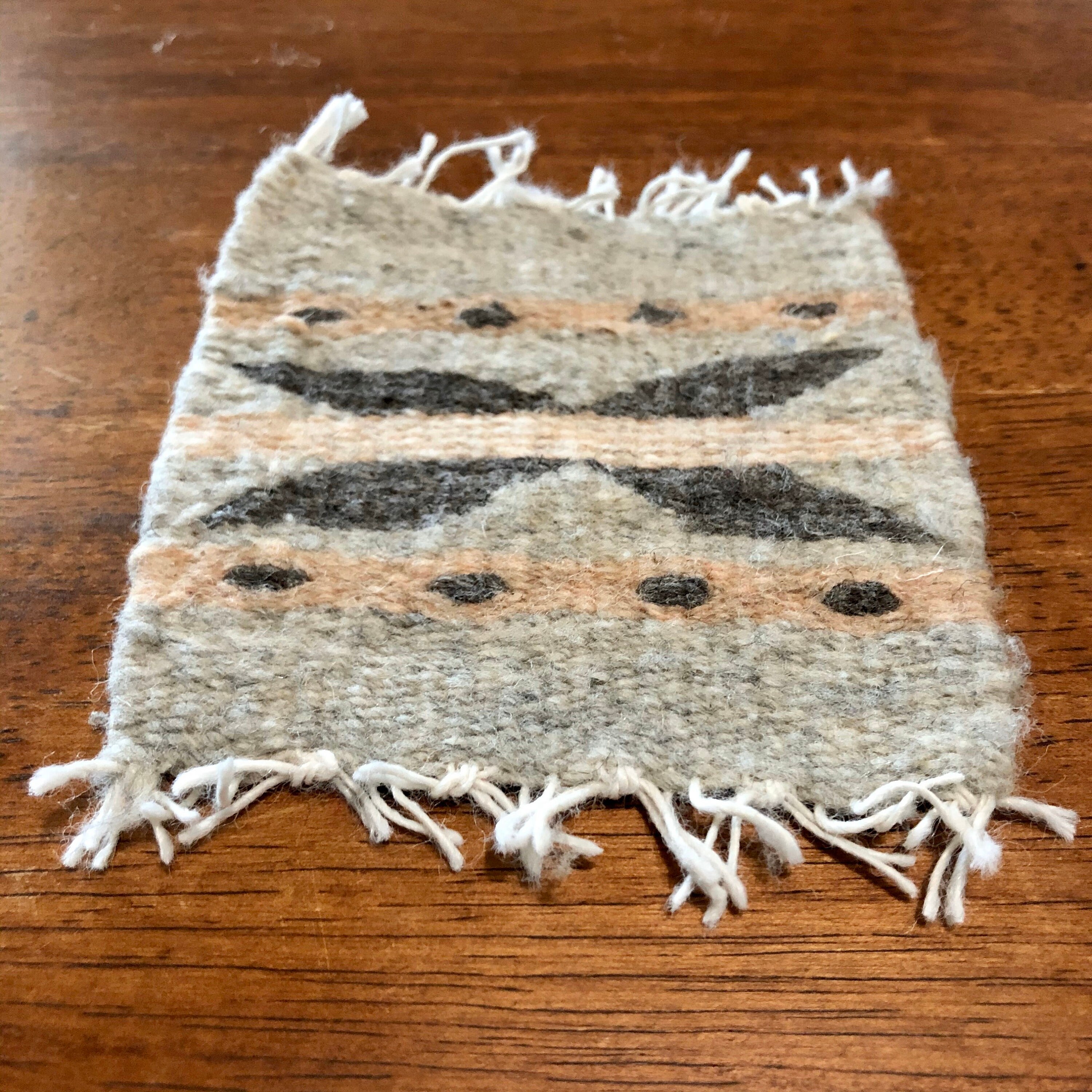 Zapotec hand woven merino wool coasters set of two approximately (5” x 5)