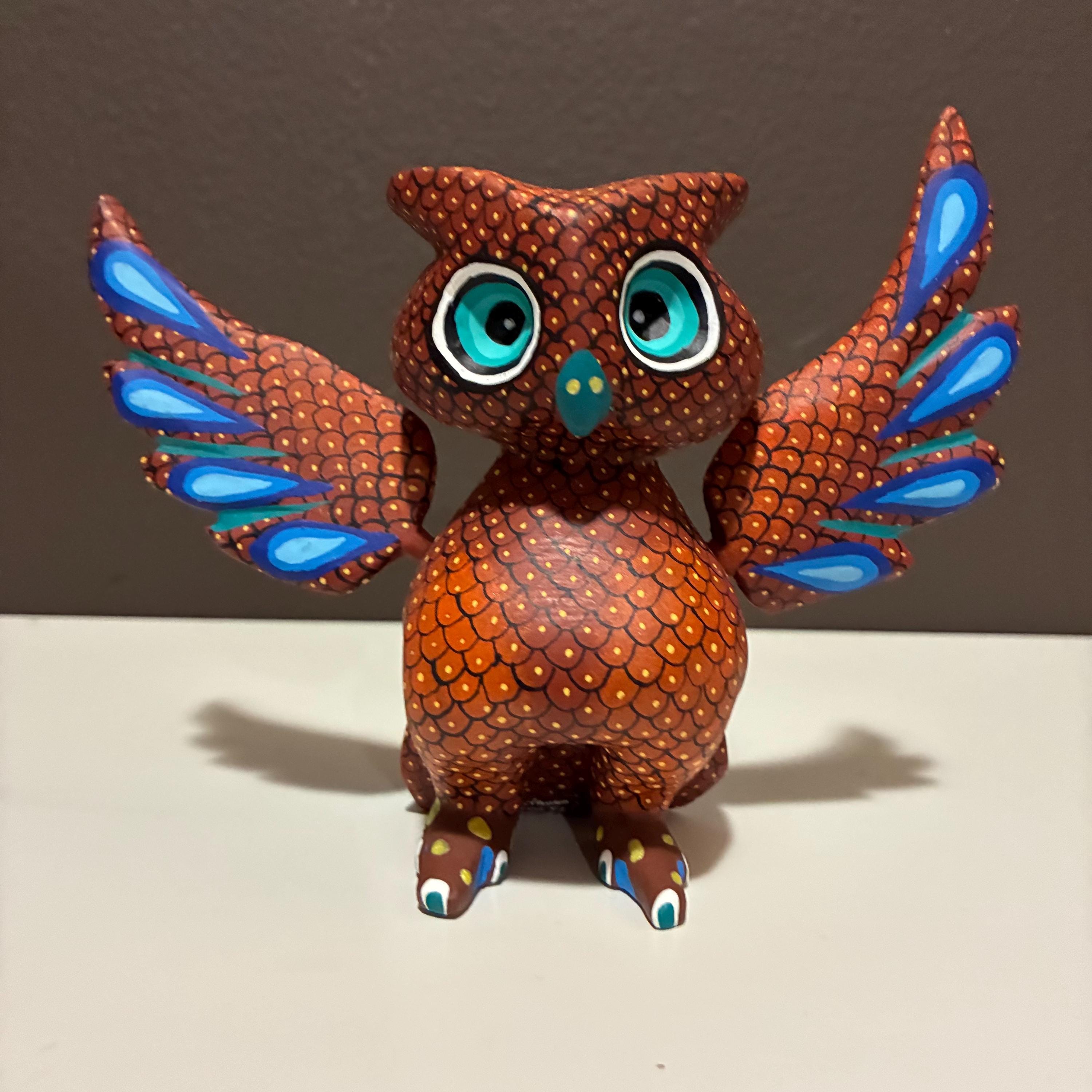 Hand Carved Wood Alebrije Owl by Zeny Fuentes and Reyna Pina