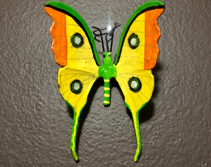 Small Paper Maché Butterfly Wall Ornament from Izamal, Yucatán, Mexico