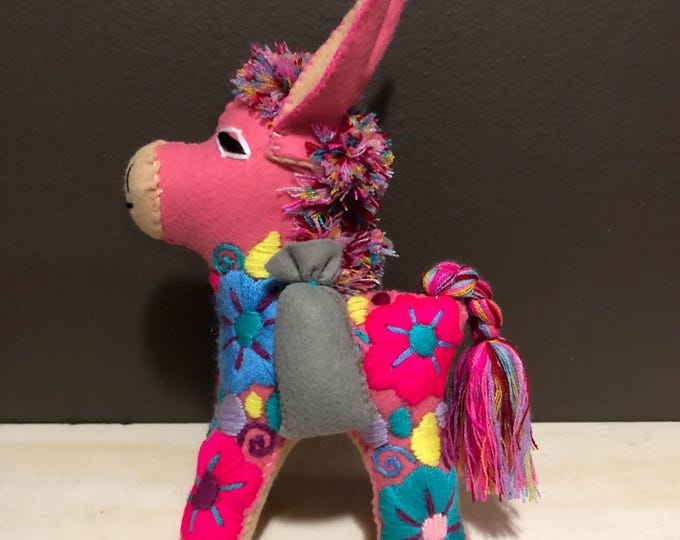Hand Sewn Stuffed Animal Donkey Plush Toy