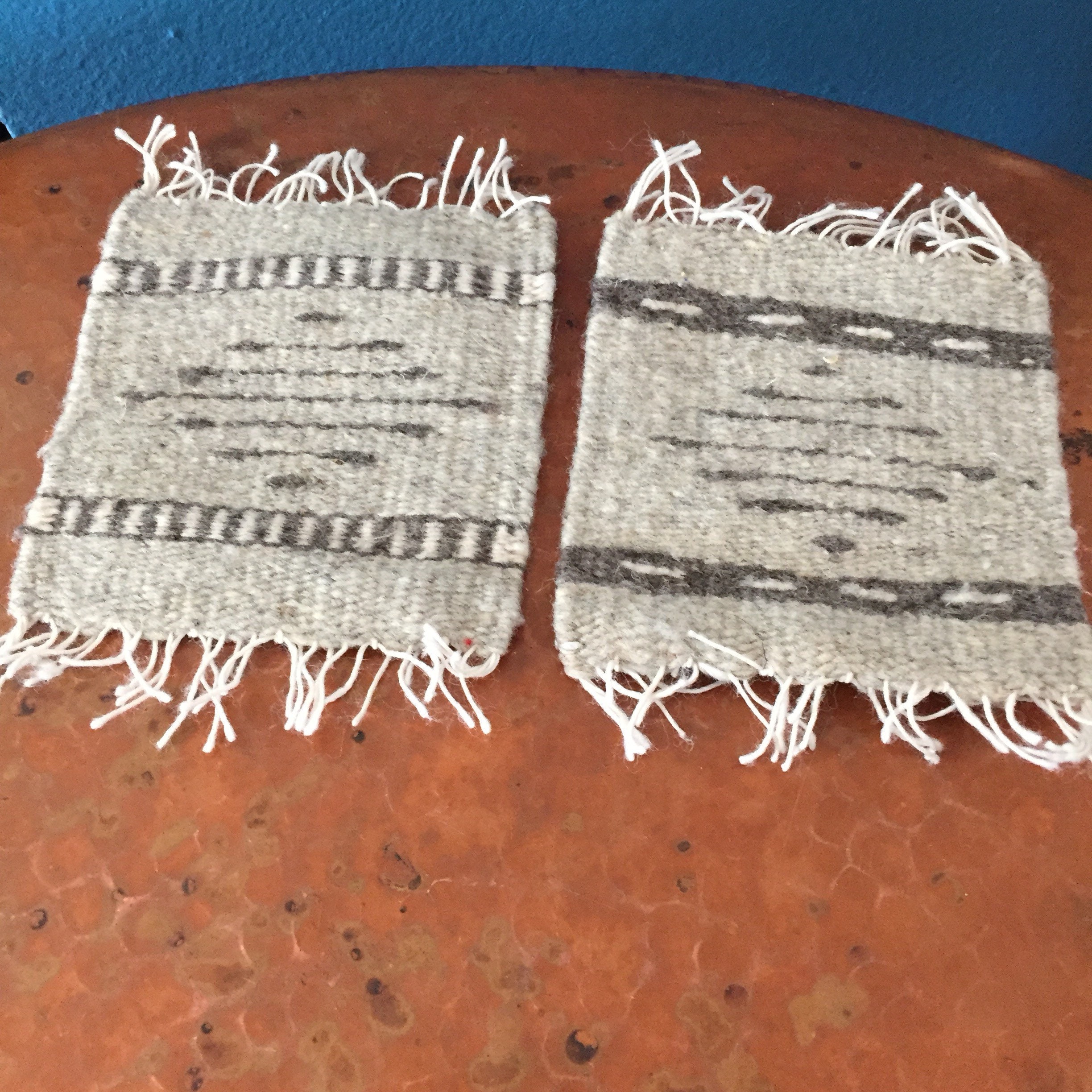 Zapotec hand woven merino wool coasters set of two (5 1/2 x 5)