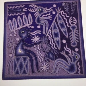 Huichol Yarn Art - 12&quot;x 12&quot; Tablet - Fidencio Benitez Rivera
