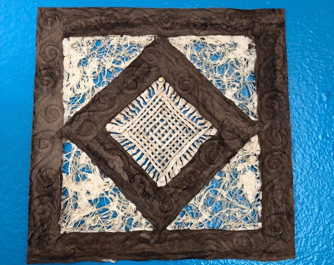 Handmade Amate Paper Wall Art from Mexico (7.75” x 7.75”)