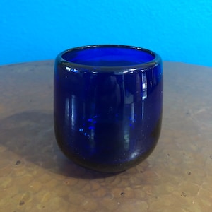 Hand Blown Stemless Wine Glass (8oz) - Blue