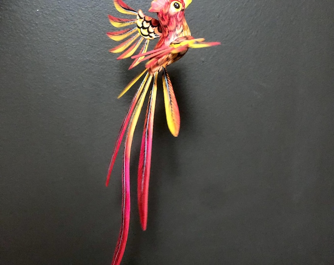 Alebrije Exotic Quetzal Bird Wood Carving by Roberto and Esperanza Martinez