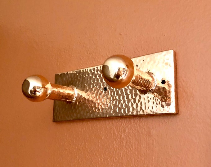 Hammered Copper Double Hook Wet Towel / Robe Holder