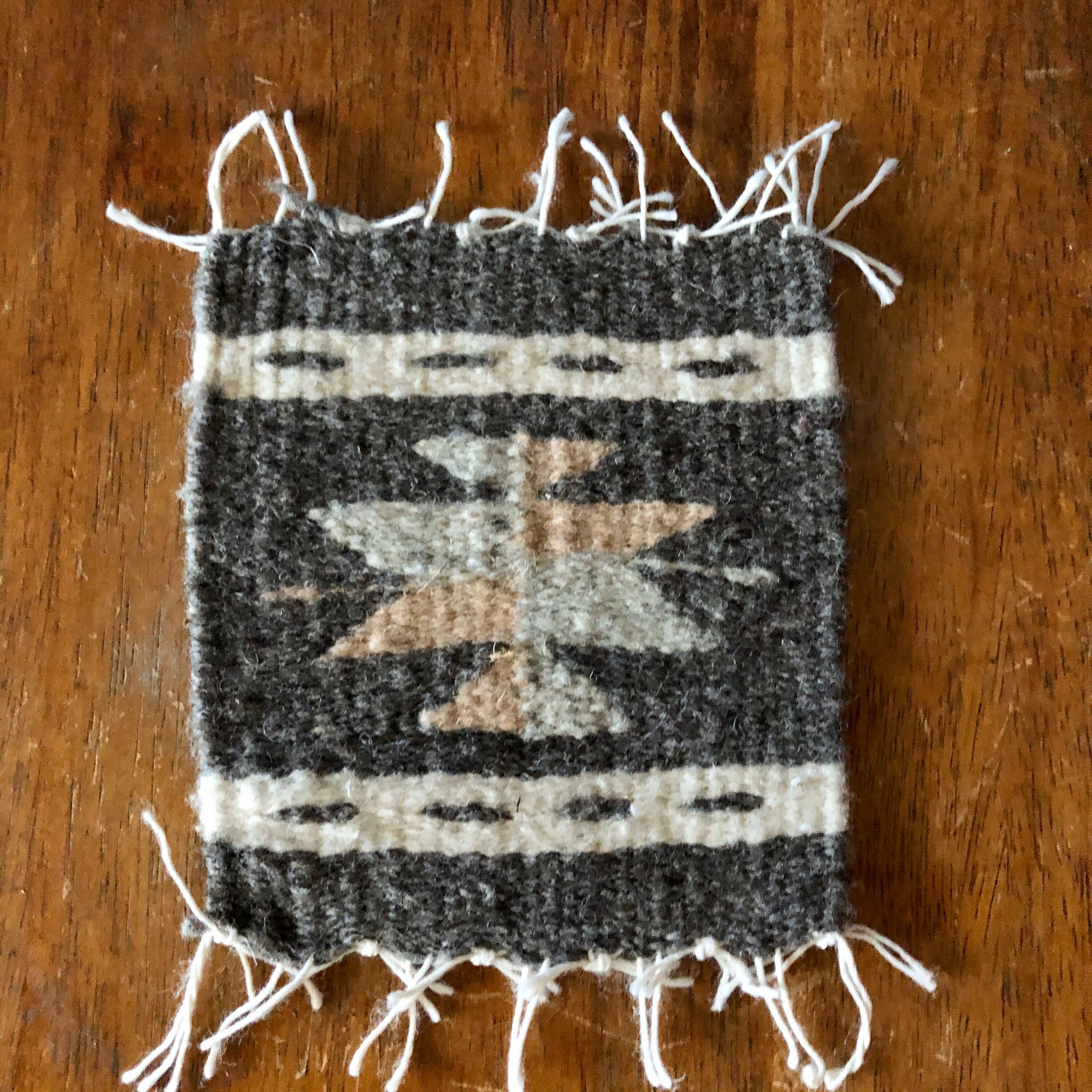 Zapotec hand woven merino wool coasters set of two approximately (5” x 5)