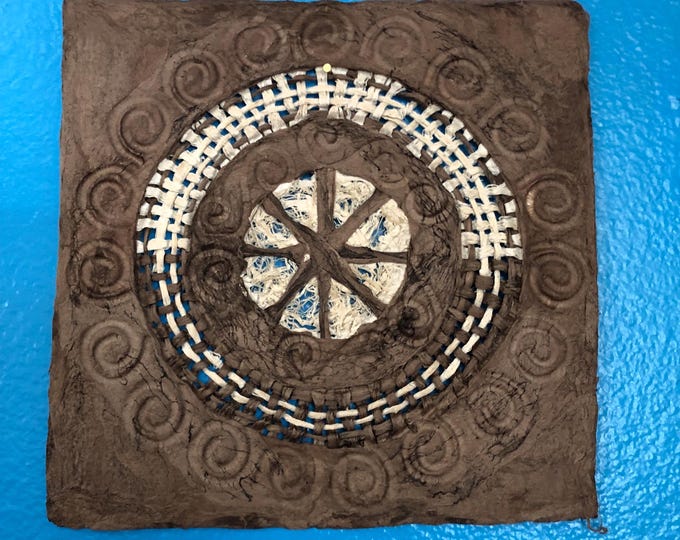 Handmade Amate Paper Wall Art from Mexico (7.75” x 7.75”)