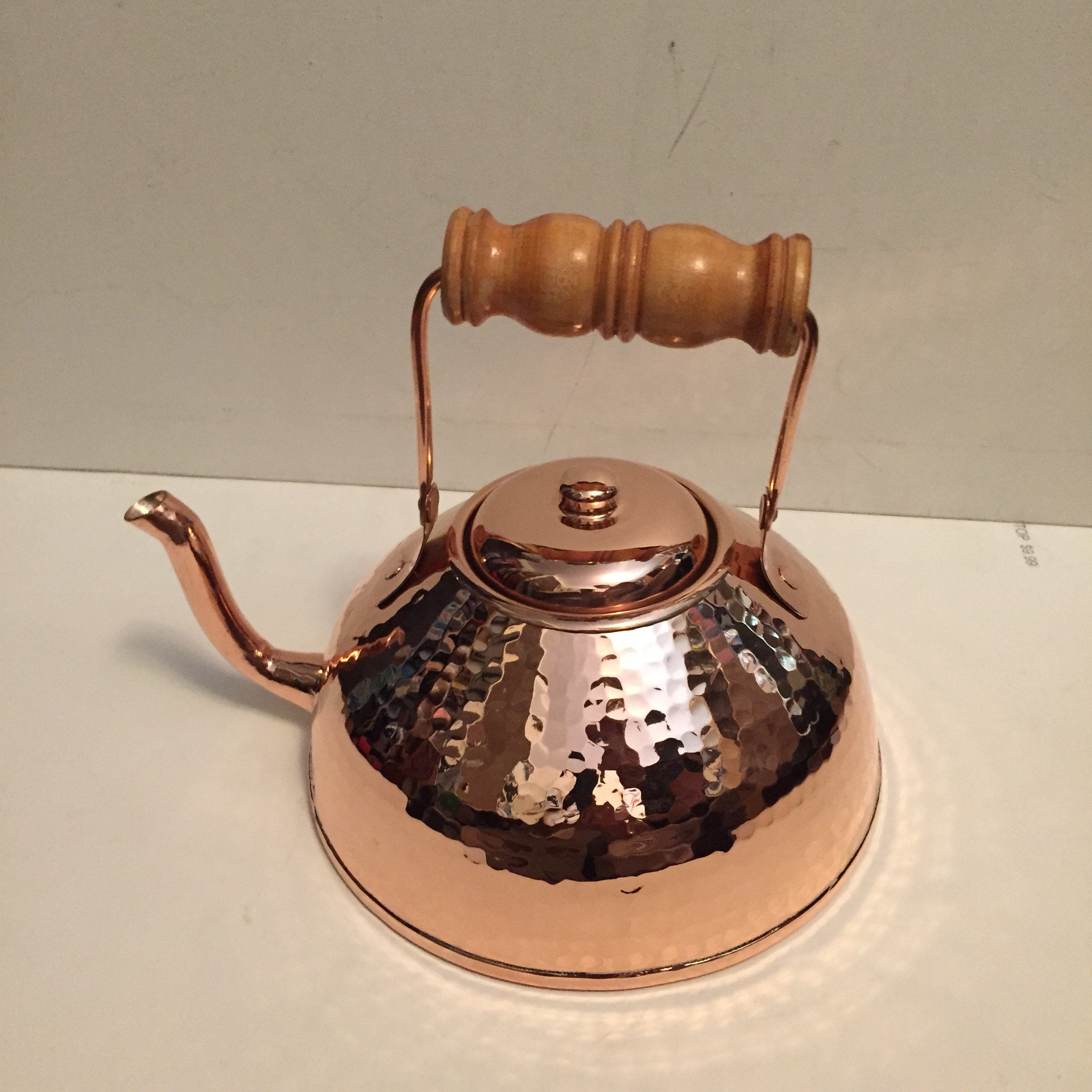 Handcrafted Hammered Copper 2 Quart Teapot with hot tin lining