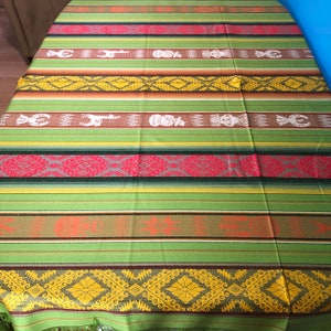Woven Cotton Tablecloth / Bed Throw from Otavalo, Ecuador- 62” x 78”