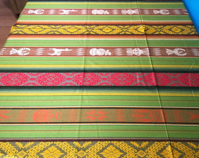 Woven Cotton Tablecloth / Bed Throw from Otavalo, Ecuador- 62” x 78”