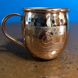 16oz Moscow Mule Hammered Copper Barrel Mug with Colorado Flag logo