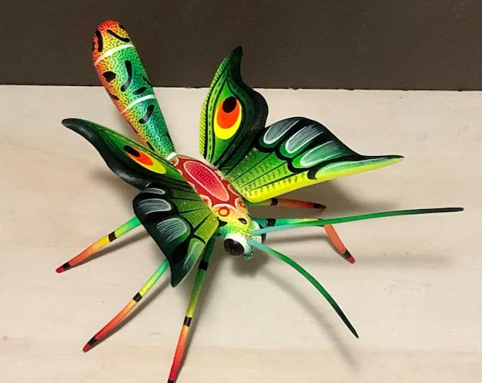 Alebrije Butterfly Handcrafted Wood Carving by Zeny Fuentes & Reyna Piña from Oaxaca, Mexico.