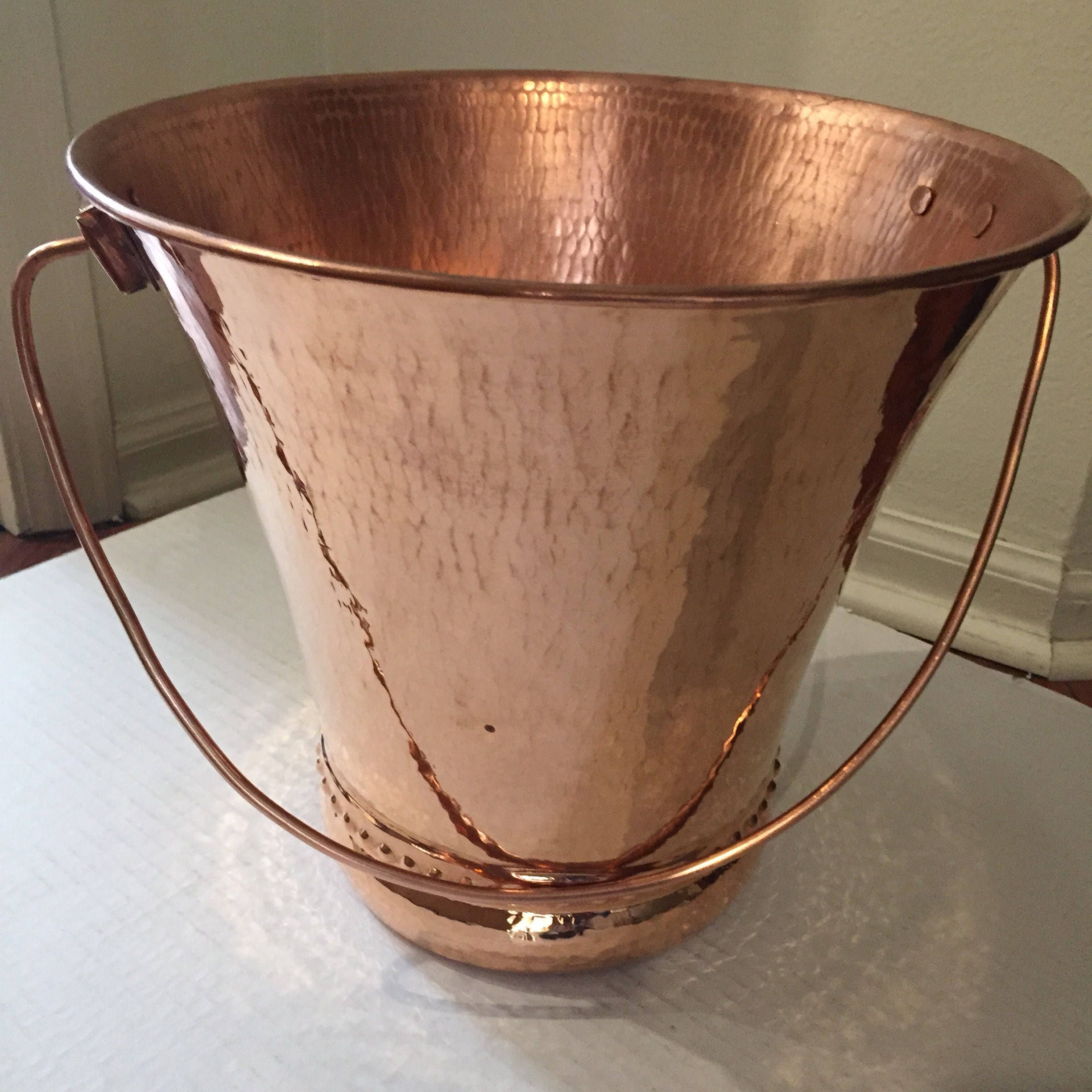 Hammered copper wine bottle chiller / ice bucket (11 3/4 diameter)