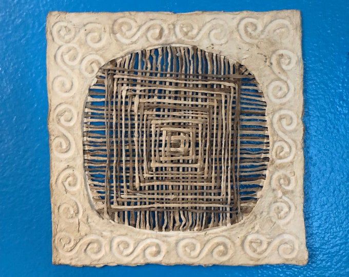 Handmade Amate Paper Wall Art from Mexico (8” x 8”)