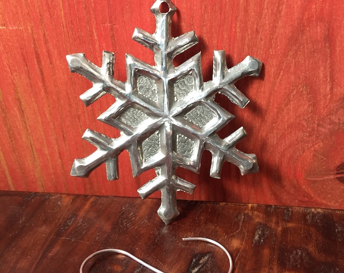 Handcrafted Hammered  Aluminum Snowflake Christmas Tree Ornament