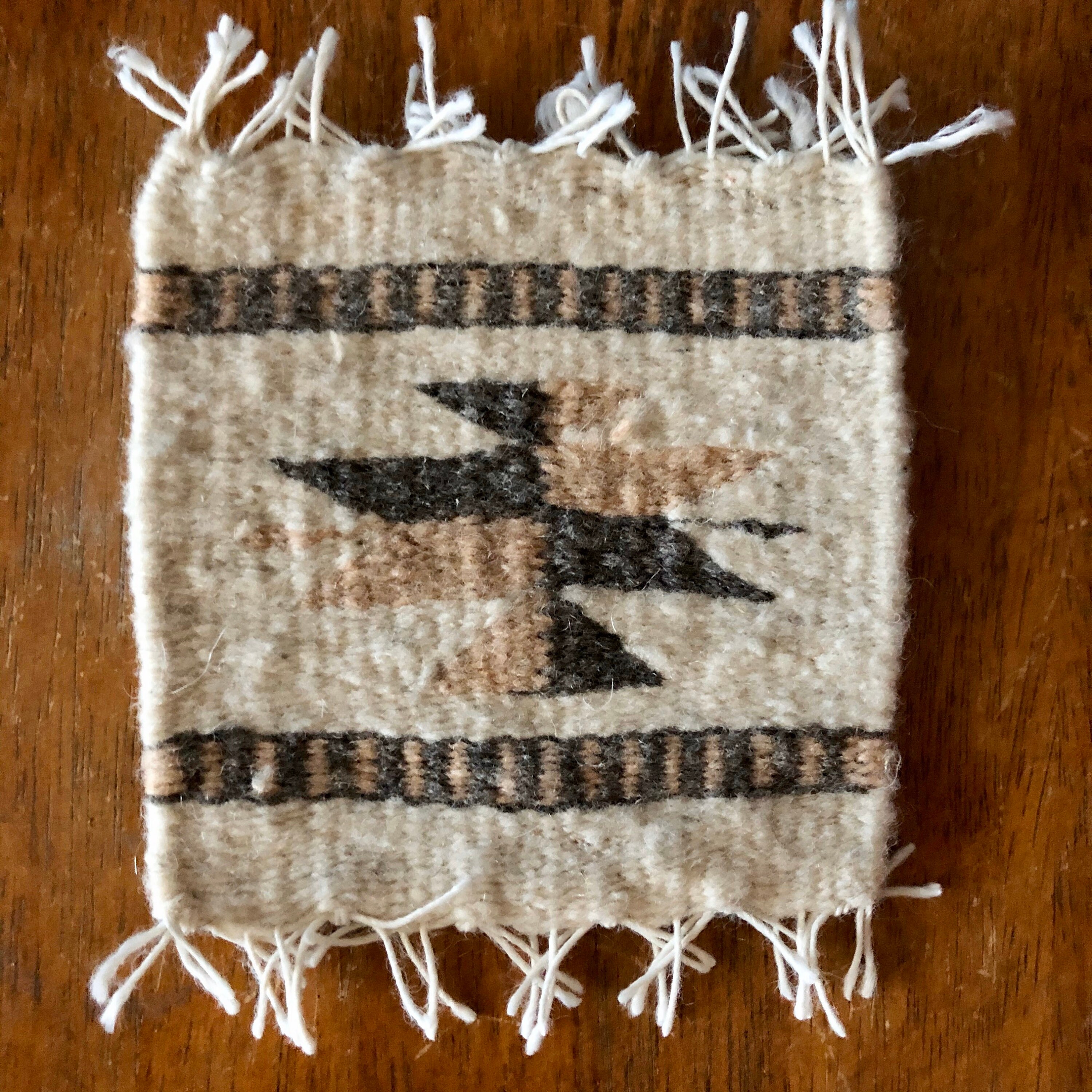 Zapotec hand woven merino wool coasters set of two approximately (5” x 5)