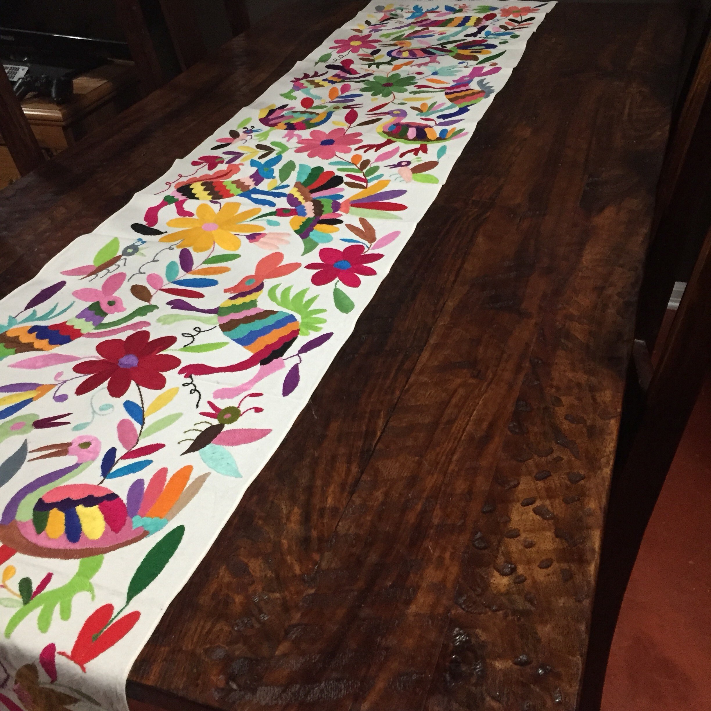 Otomi Hand Embroidered Table Runner Multicolor