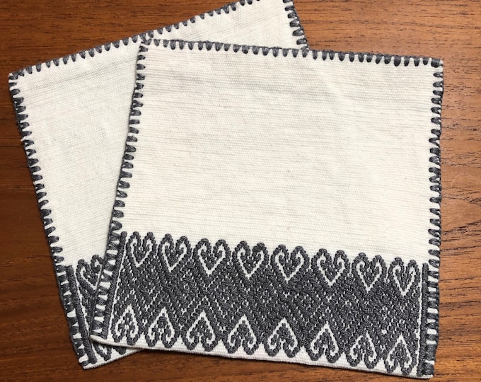 Handwoven Cotton Coasters (set of two) from Larráinzar, Chiapas, Mexico - 5.5” x 5.5”