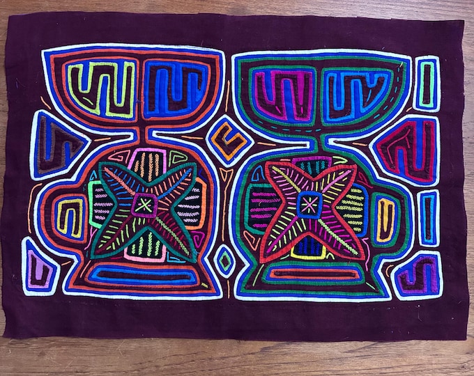 Authentic Guna (Kuna) Mola Textile Art Panel - Hand-Stitched Reverse Appliqué
