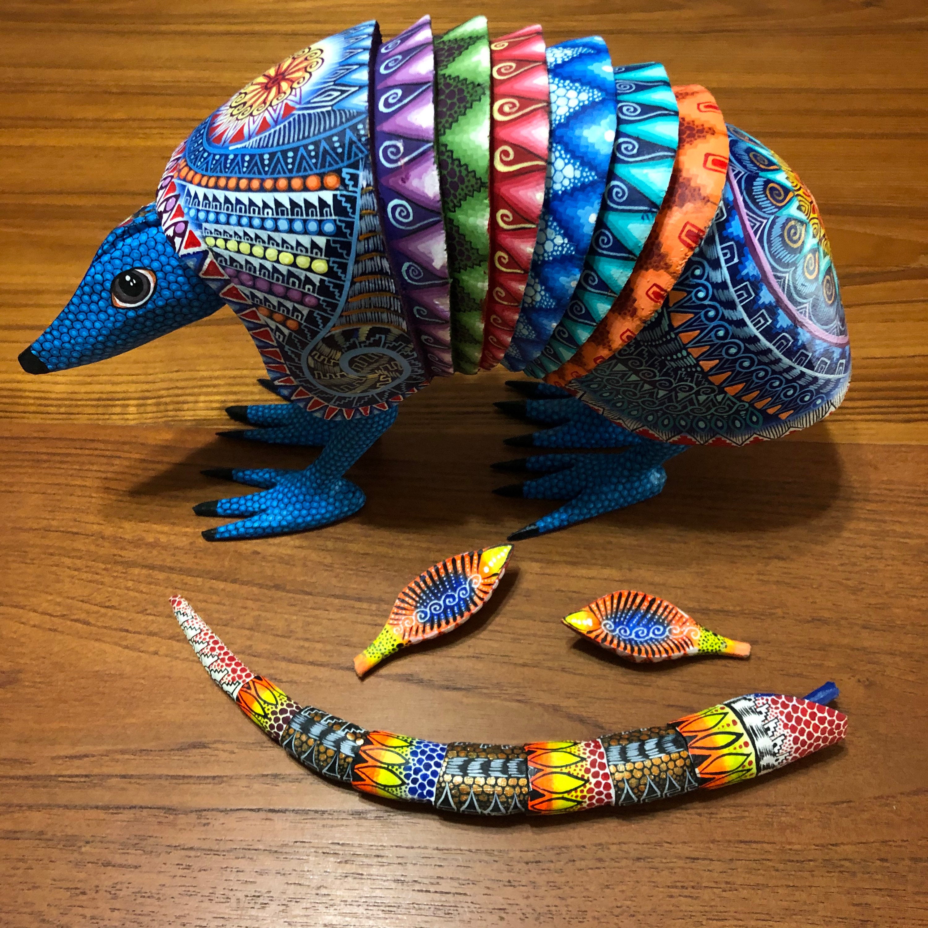 Alebrije Armadillo Wood Carving by Roberto and Esperanza Martinez from