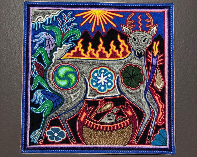 Huichol Yarn Art Nierika (11.75” x 11.75”) from Nayarit, Mexico
