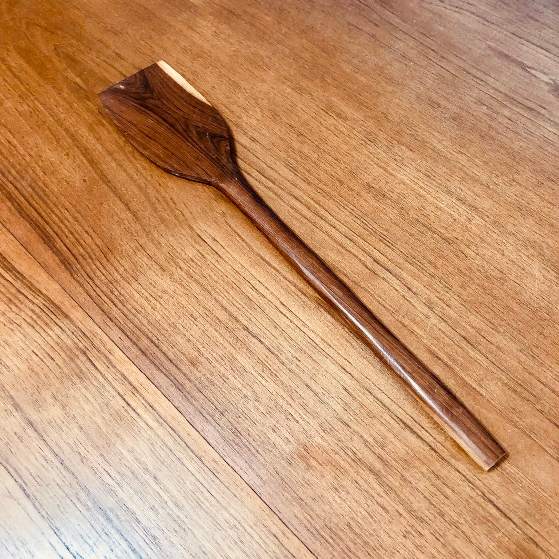 Hand carved wood spatula made with Guamuchil wood from Mexico