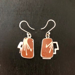 One of a Kind Mata Ortiz Silver Earrings - unique pottery shards set in .950 pure silver handcrafted settings