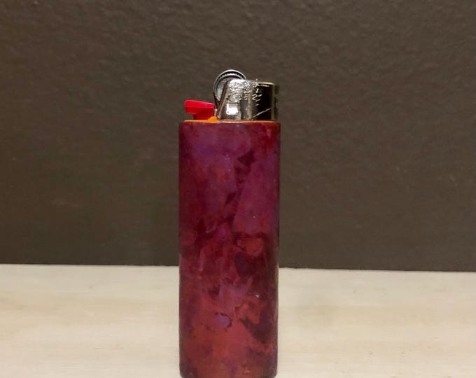 Handcrafted Pure Copper Lighter Cover with Hand Hammered Texture and Dark Red Patina Finish.