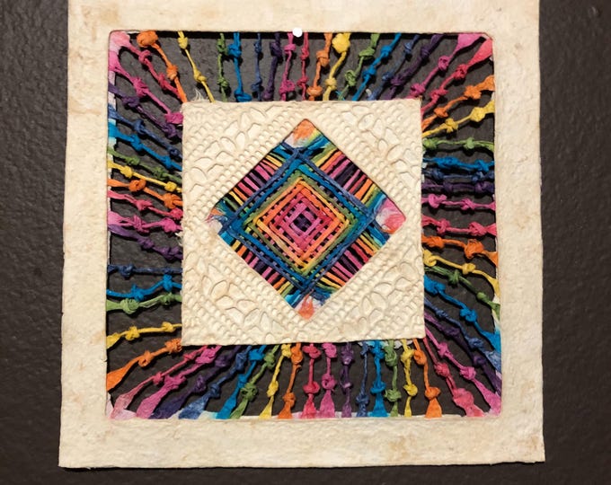 Handmade Amate Paper Wall Art from Mexico (7.75” x 7.75”)