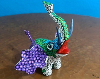 Handcrafted Alebrije Elephant Woodcarving by Esperanza Martinez of Oaxaca, Mexico