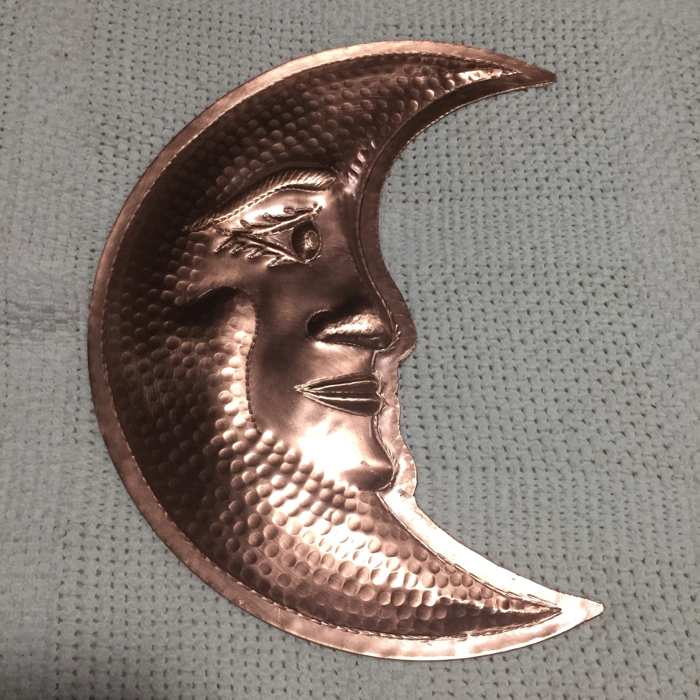 Handcrafted hammered copper 8 moon wall decor