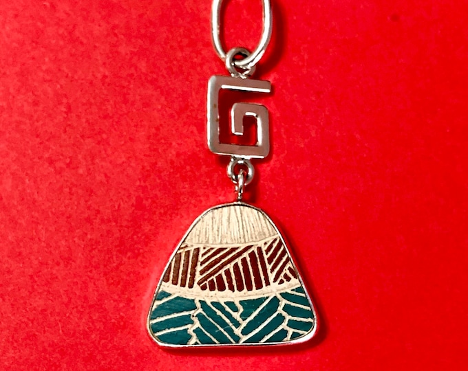 One of a Kind Mata Ortiz Sterling Silver Pendant - inique indigenous ceramic pottery shard set in a .950 pure silver bezel