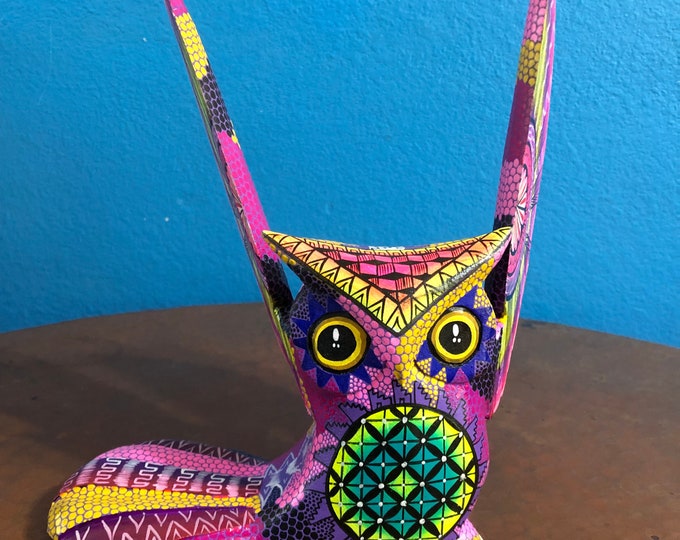 Alebrije Owl Wood Carving by Roberto and Esperanza Martinez from Oaxaca, Mexico.