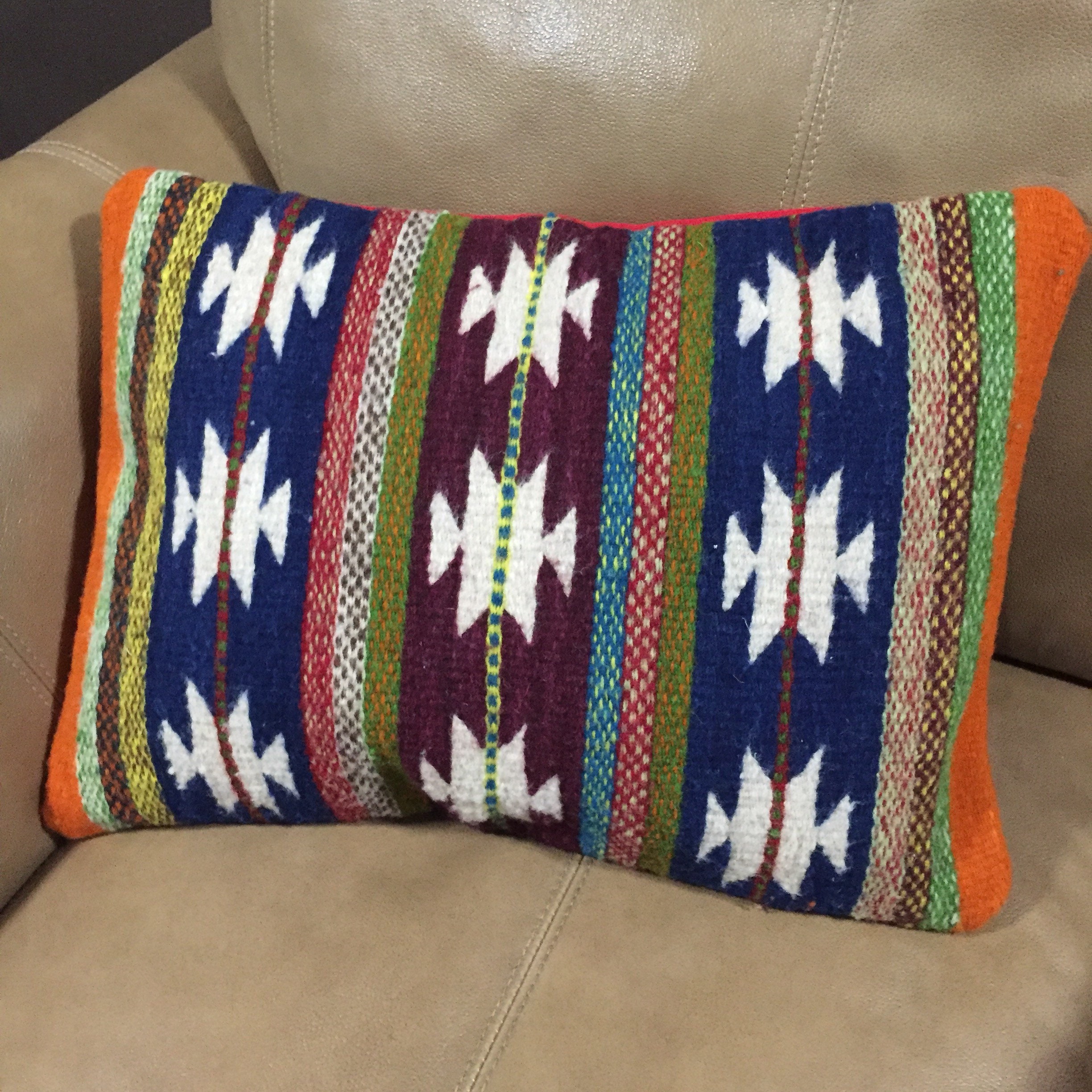 Zapotec hand woven merino wool pillow sham 14 x 18