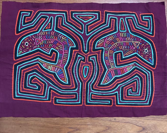 Authentic Guna (Kuna) Mola Textile Art Panel - Hand-Stitched Reverse Appliqué