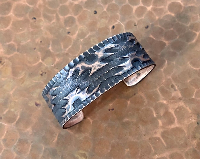 Hand Hammered Copper Cuff Bracelet with Brown Patina Finish