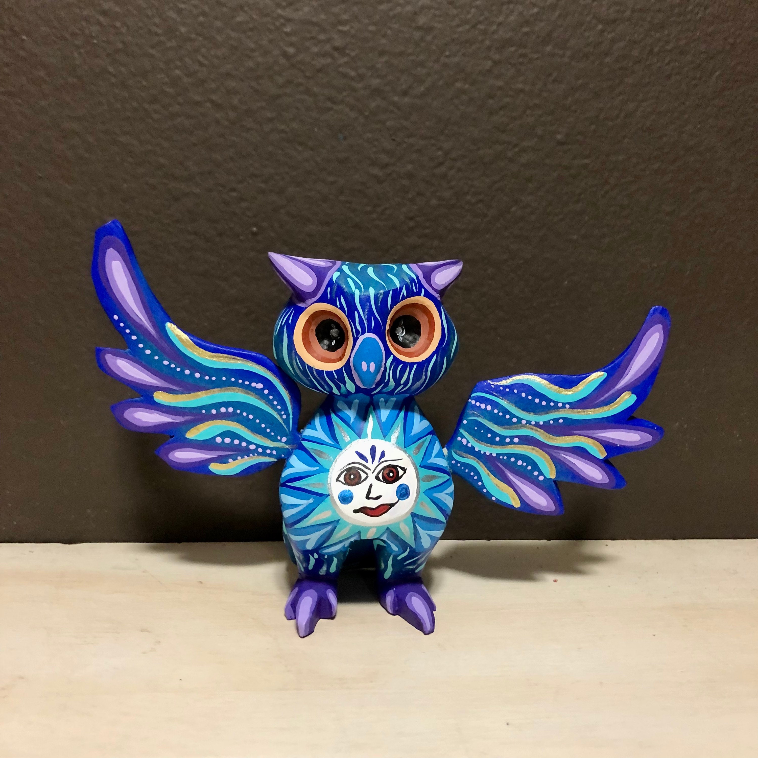 Alebrije Owl Handcrafted Wood Carving by Zeny Fuentes & Reyna Piña from